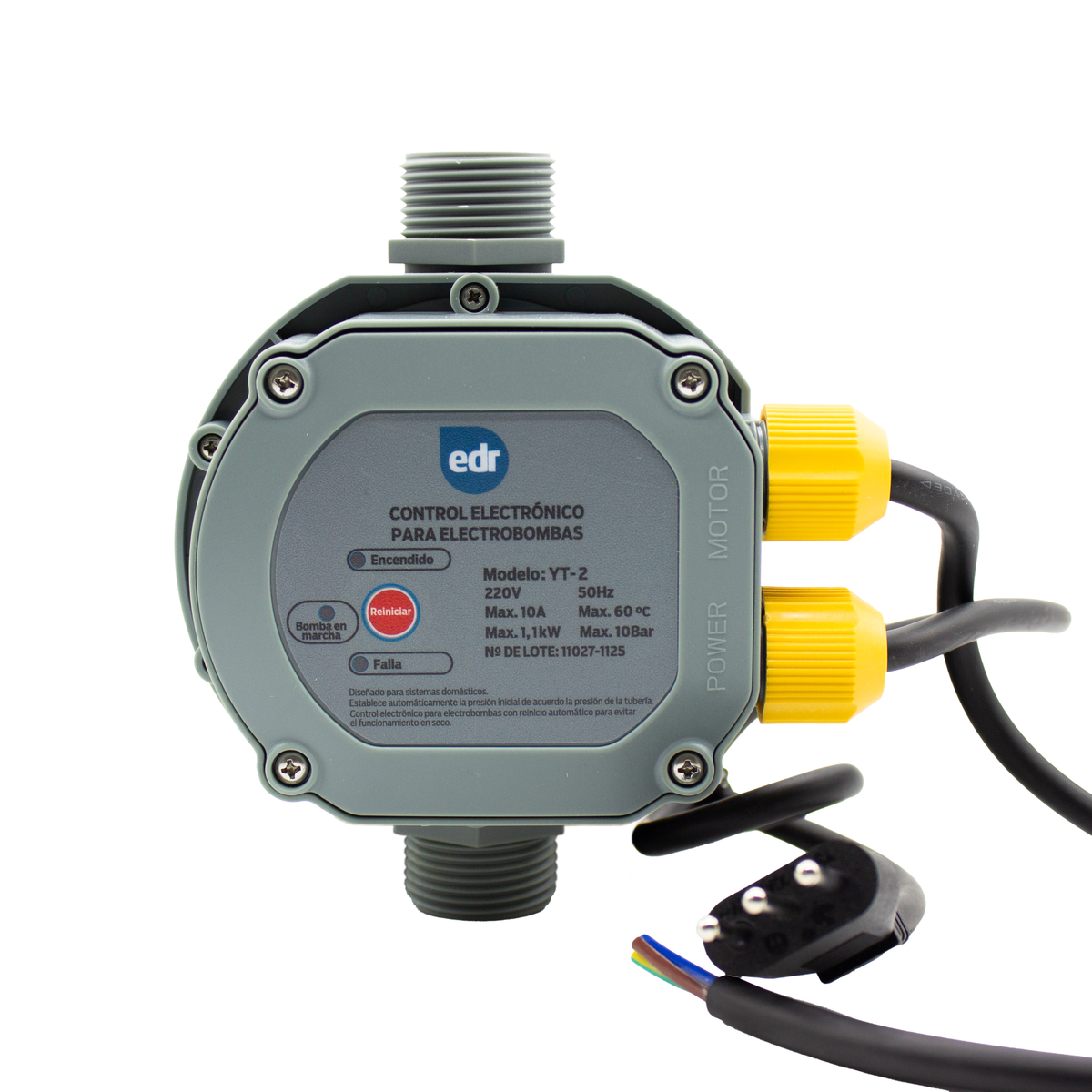 CONTROL BOMBA YT-2 AUTO 1" AMARILLO CON CABLE Y ENCHUFE