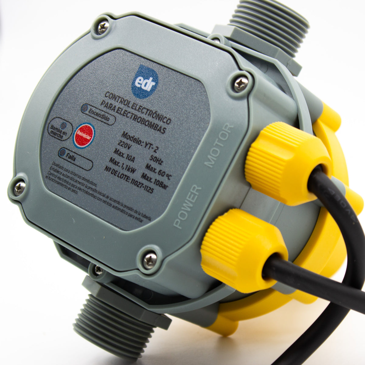 CONTROL BOMBA YT-2 AUTO 1" AMARILLO CON CABLE Y ENCHUFE